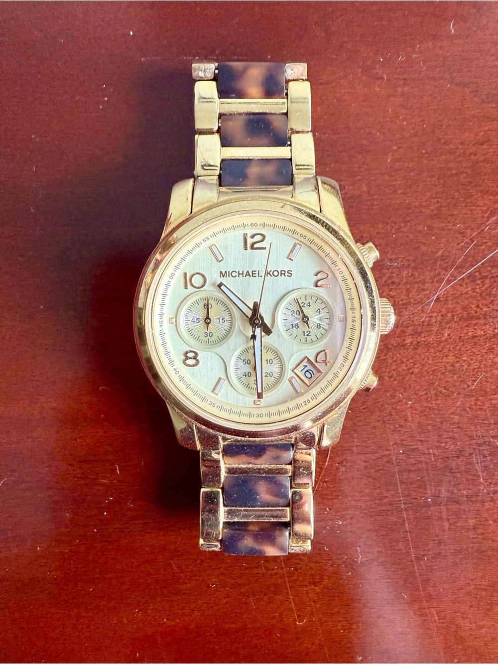 Michael Kors Gold Tone Watch with Tortoiseshell Links